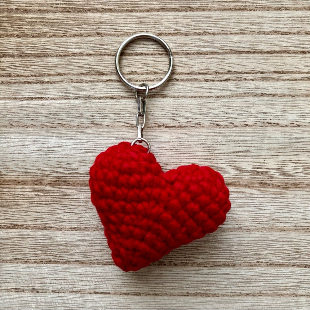 Crochet Red Heart Valentine’s Day Keychain